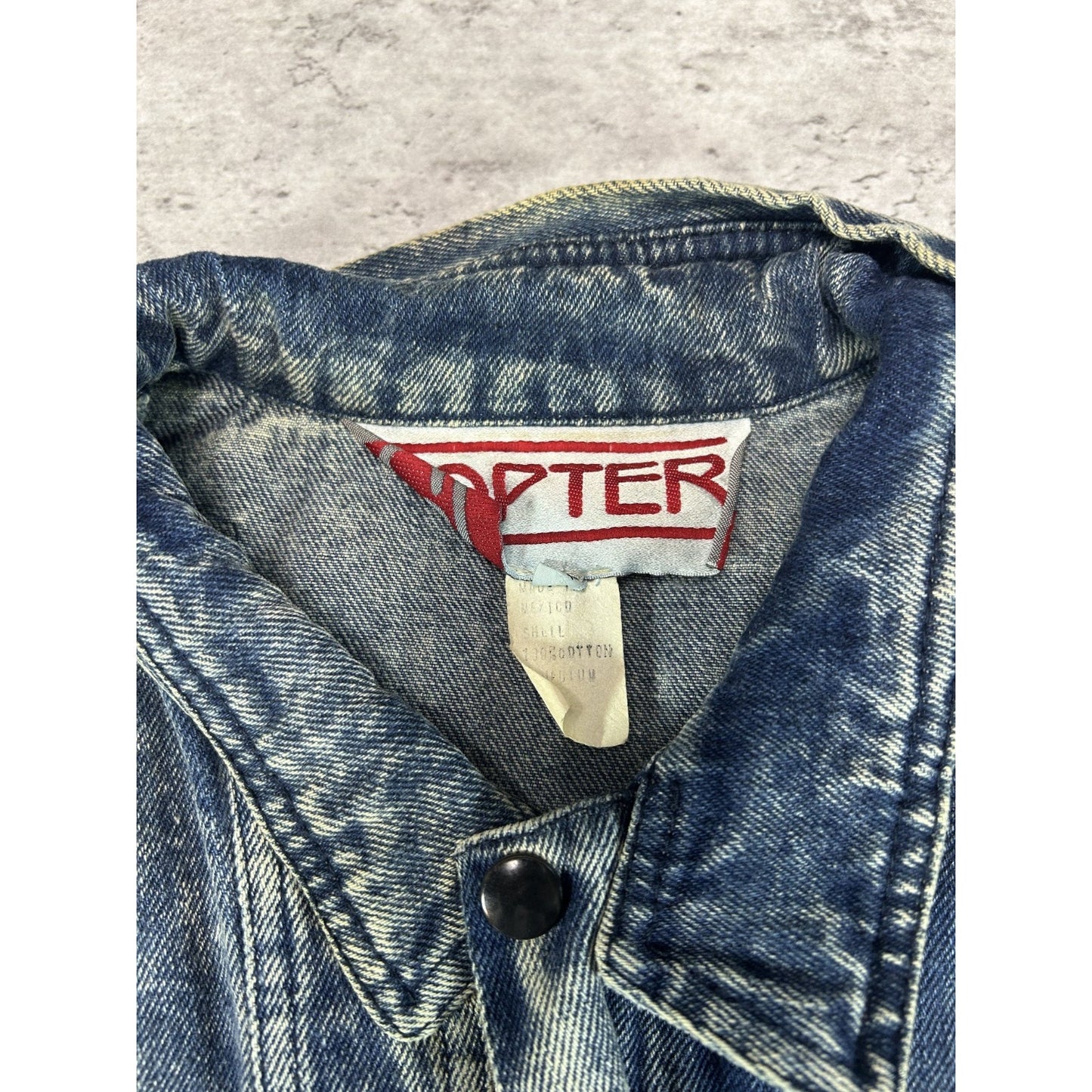 Vintage 90s Copter Acid Wash Full Zip Denim Bomber Jacket Size Medium Blue