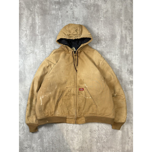 Vintage Dickies Insulated Canvas Workwear Hooded Bomber Jacket Size 2XL