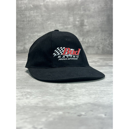Vintage 90s Budweiser Racing Embroidered Spellout Nascar Strapback Hat OSFA