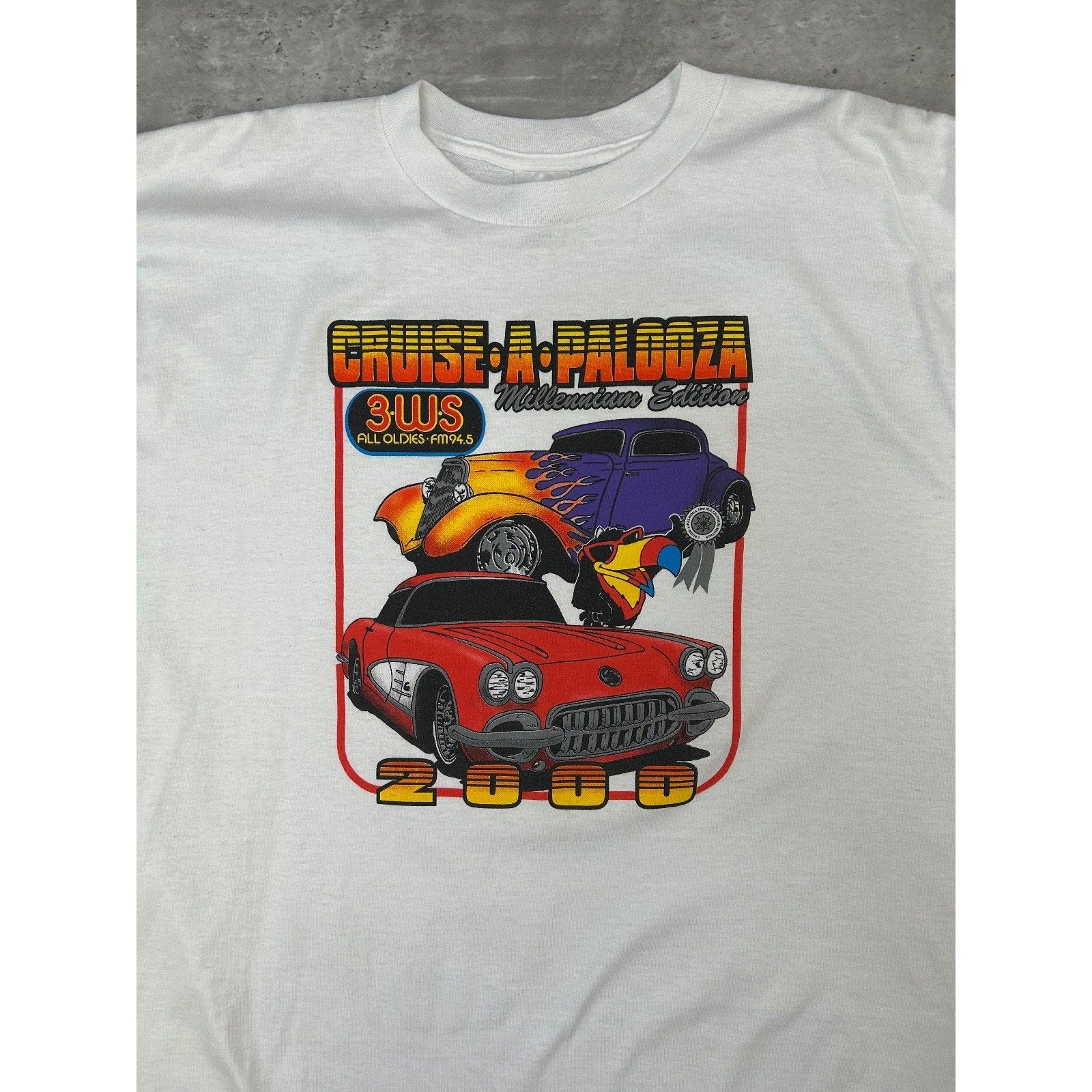 Vintage 2000 Cuise-A-Palooza Muscle Car Graphic T-Shirt Size XL White