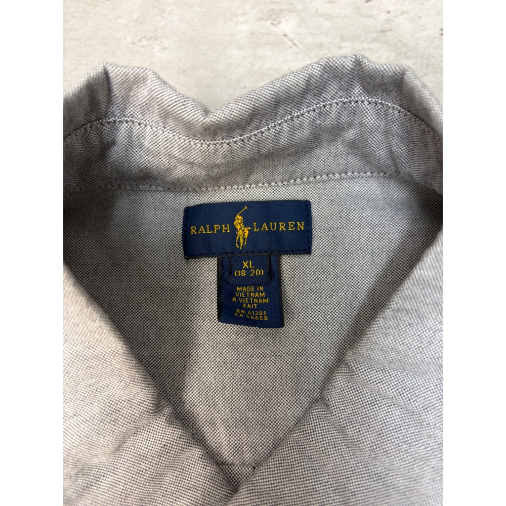 Vintage Polo Ralph Lauren Embroidered Big Pony Button Up Shirt Size XL YOUTH