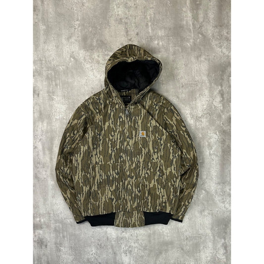 Carhartt Canvas Workwear Mossy Oak Bottomland Hooded Bomber Jacket Size Medium