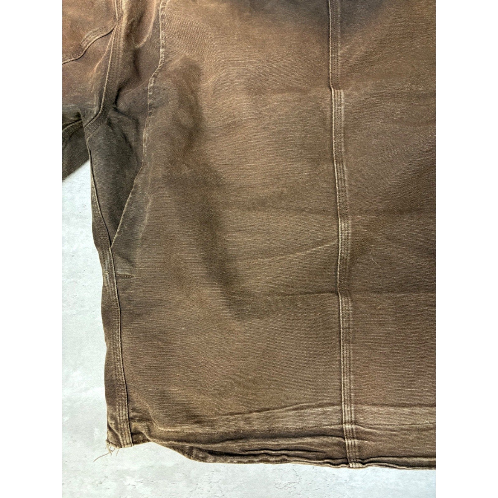 Vintage Carhartt Fleece Lined Canvas Brown Hooded Detroit Jacket Size Large