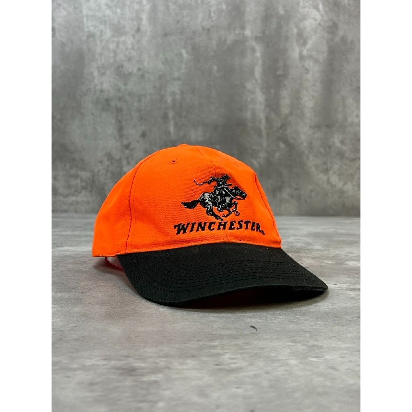 Vintage 90s Winchester Embroidered Spellout Strapback Hat OSFA Orange