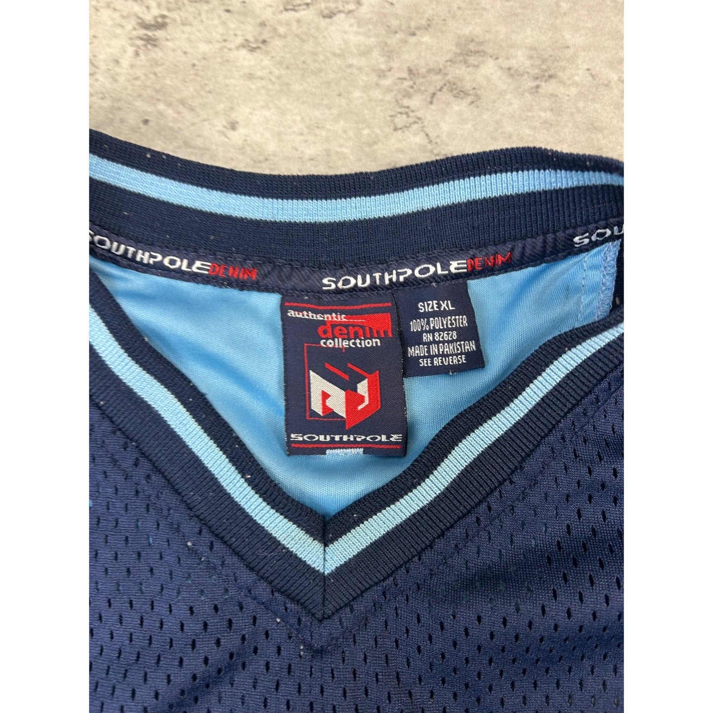 Vintage Y2K Southpole Two Tone Spellout Football Jersey Size XL Blue