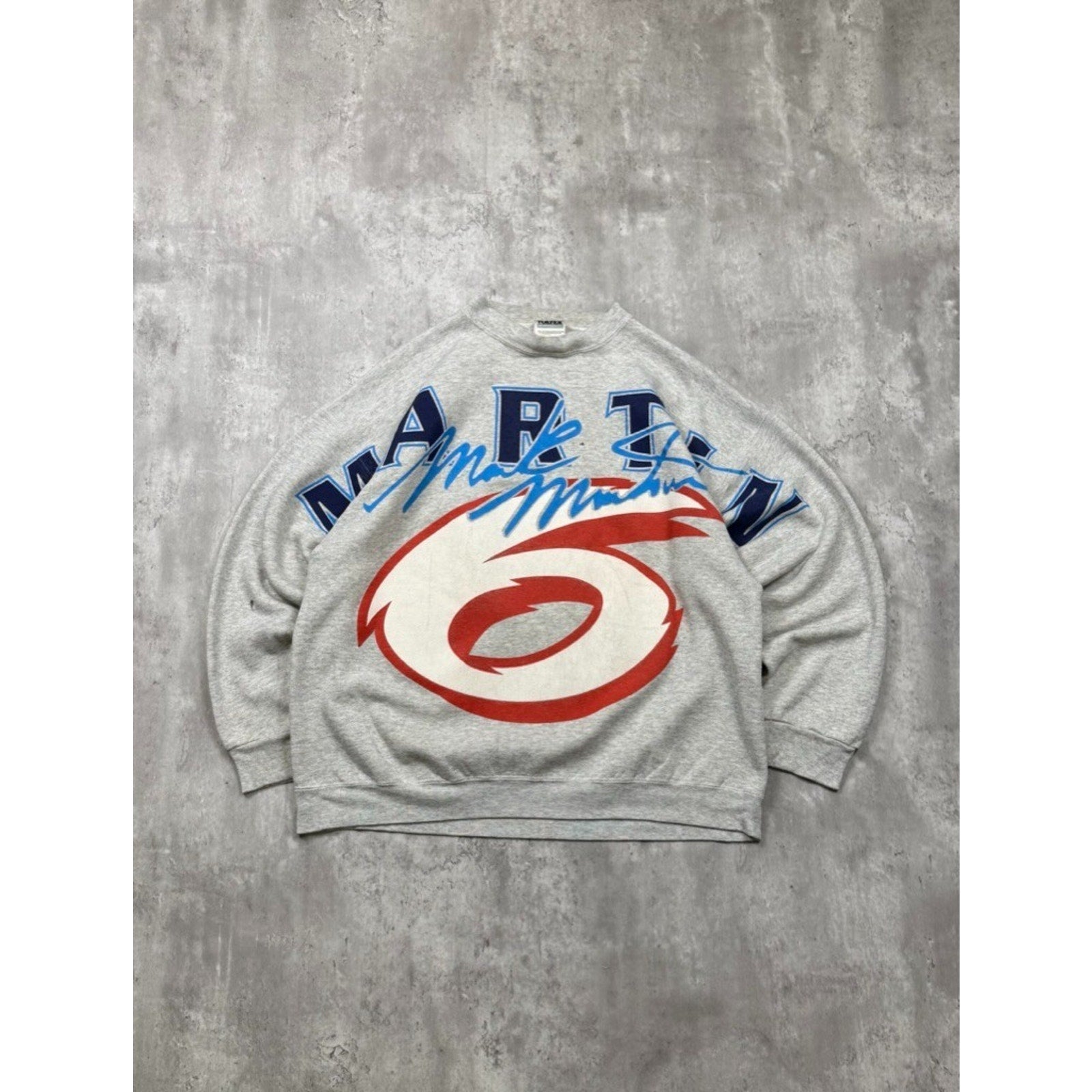 VTG 90s Mark Martin #6 Nascar Big Spellout Graphic Crewneck Sweatshirt Size XL