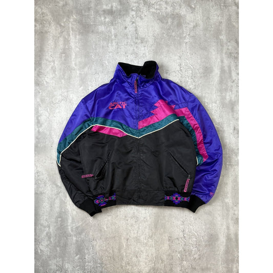 Vintage 90s Arctic Cat Embroidered Nylon Full Zip Bomber Jacket Size Large