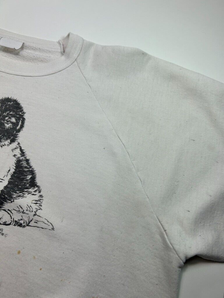 Vintage 1991 Puppy Drawing Front And Back Graphic Crewneck Sweatshirt Medium 90s