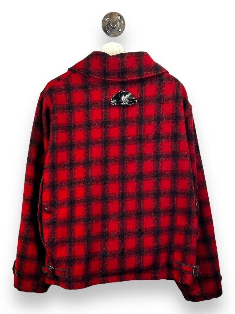 Vintage 80s Woolrich Buffalo Plaid Full Zip Mackinaw Hunting Jacket Size Large