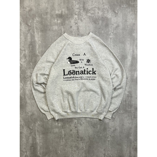 Vintage 1988 Loonatick Animal Comedy Slogan Graphic Sweatshirt Size Large