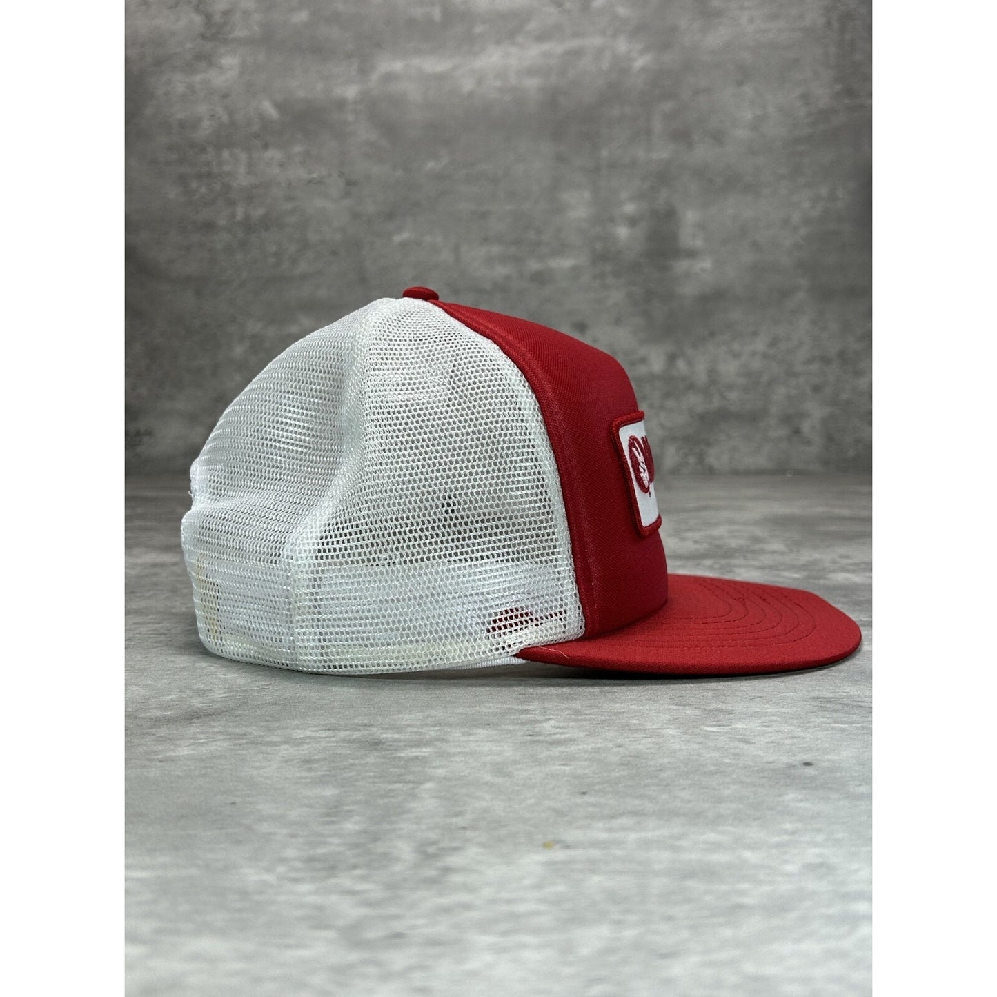 Vintage 1980s Kendall Motor Oil Embroidered Patch Trucker Snapback Hat OSFA Red