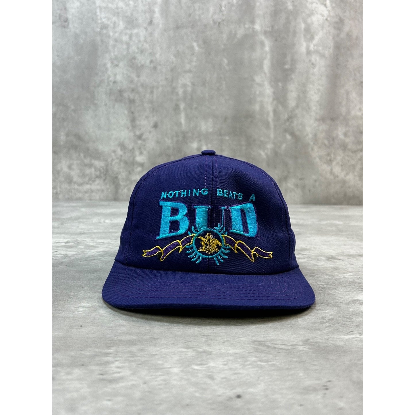 Vintage 90s Budweiser Nothing Beats A Bud Beer Promo Snapback Hat OSFA