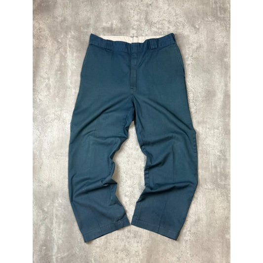 Vintage 90s Dickies Workwear Pleated Trouser Style Pants Size 35 Teal