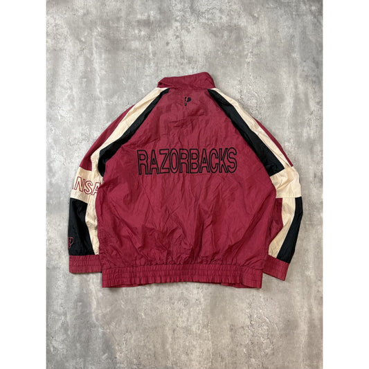 Vintage 90s Arkansas Razorbacks NCAA Embroidered Logo Windbreaker Jacket Size XL