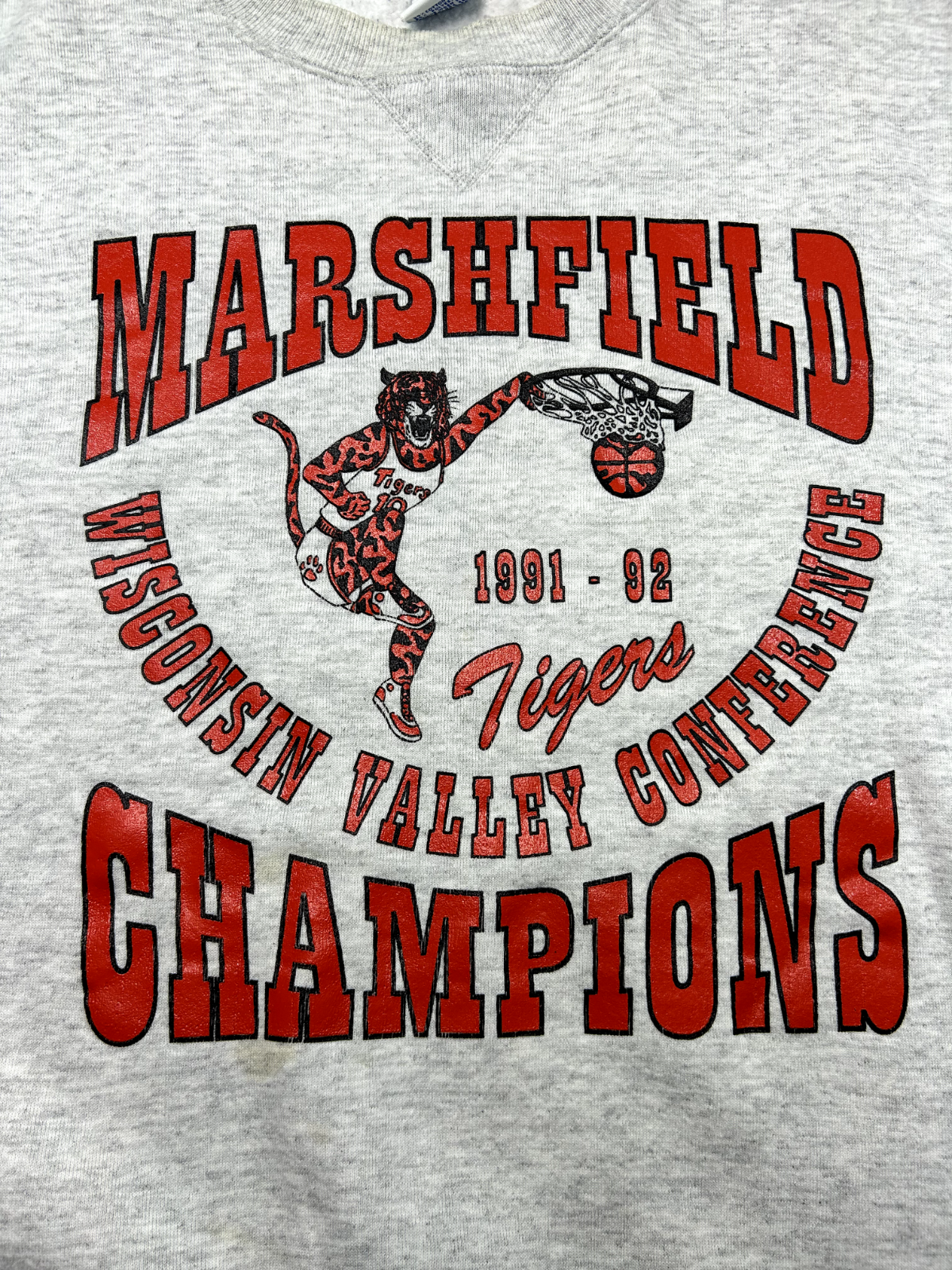 Vintage 1992 Marshfield Tigers Basketball Conference Champs Sweatshirt Sz XL