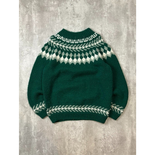 Vintage Heavyweight Geometric Striped Pullover Ribbed Sweater Size XL