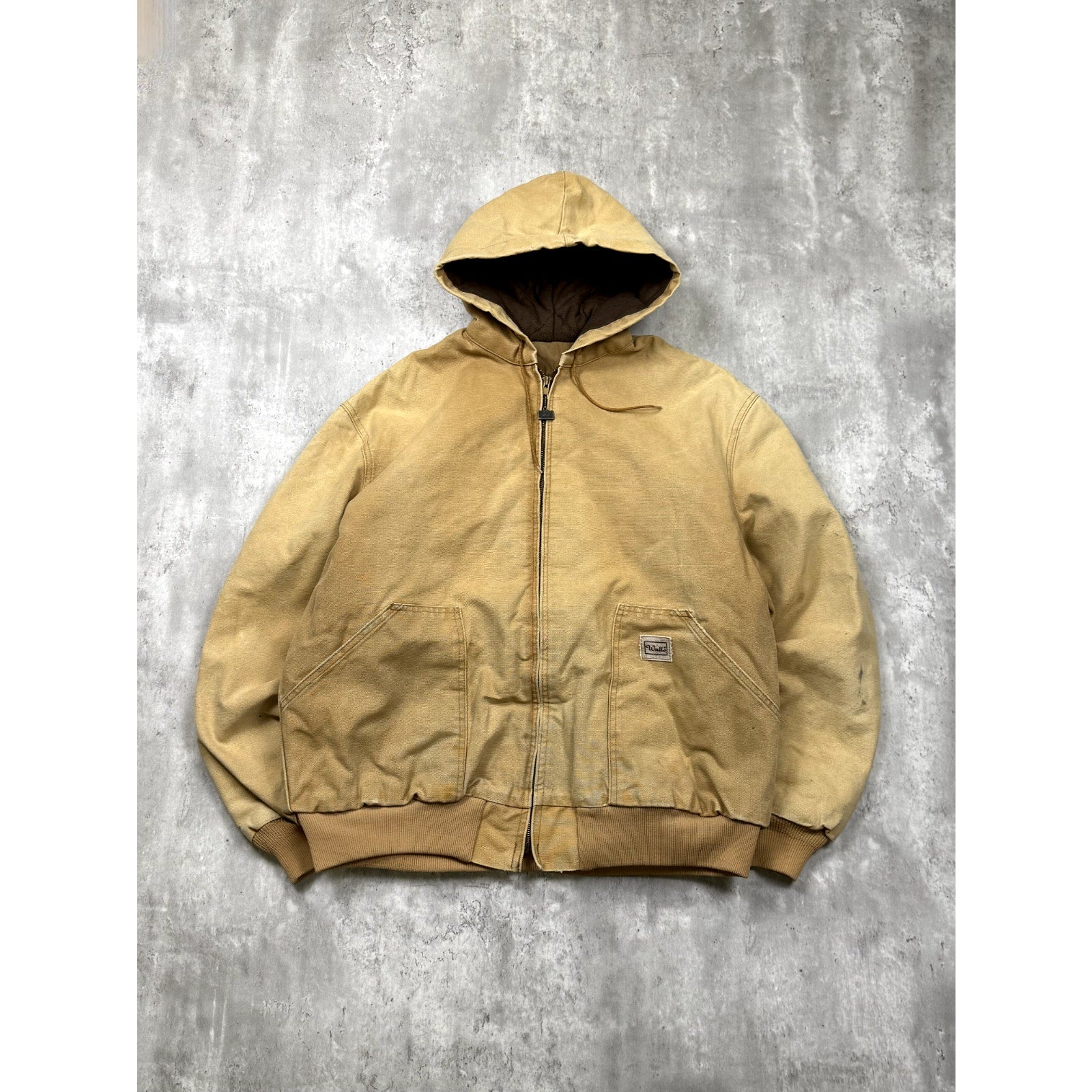 Vintage Walls Quilted Lined Canvas Workwear Hooded Active Style Jacket Size XLT