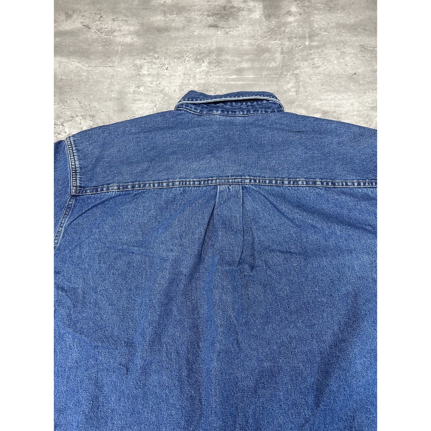 VTG 90s Disney Seven Dwarves Dark Wash Denim Long Sleeve Button Up Shirt Large