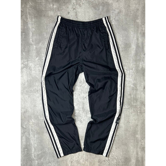 Vintage 90s Adidas Embroidered Three Stripes Nylon Track Pants Size Medium Black