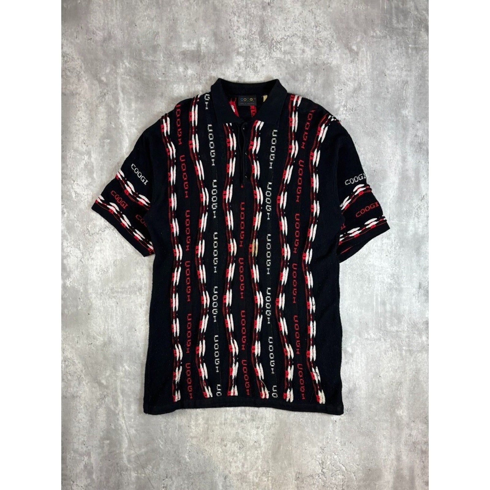 Vintage 90s Coogi 3D Knit Short Sleeve Collared 1/4 Button Sweater Size XXL