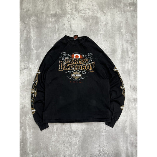 Vintage Harley Davidson Classic Logo Sleeve Print Long Sleeve T-Shirt Size Large