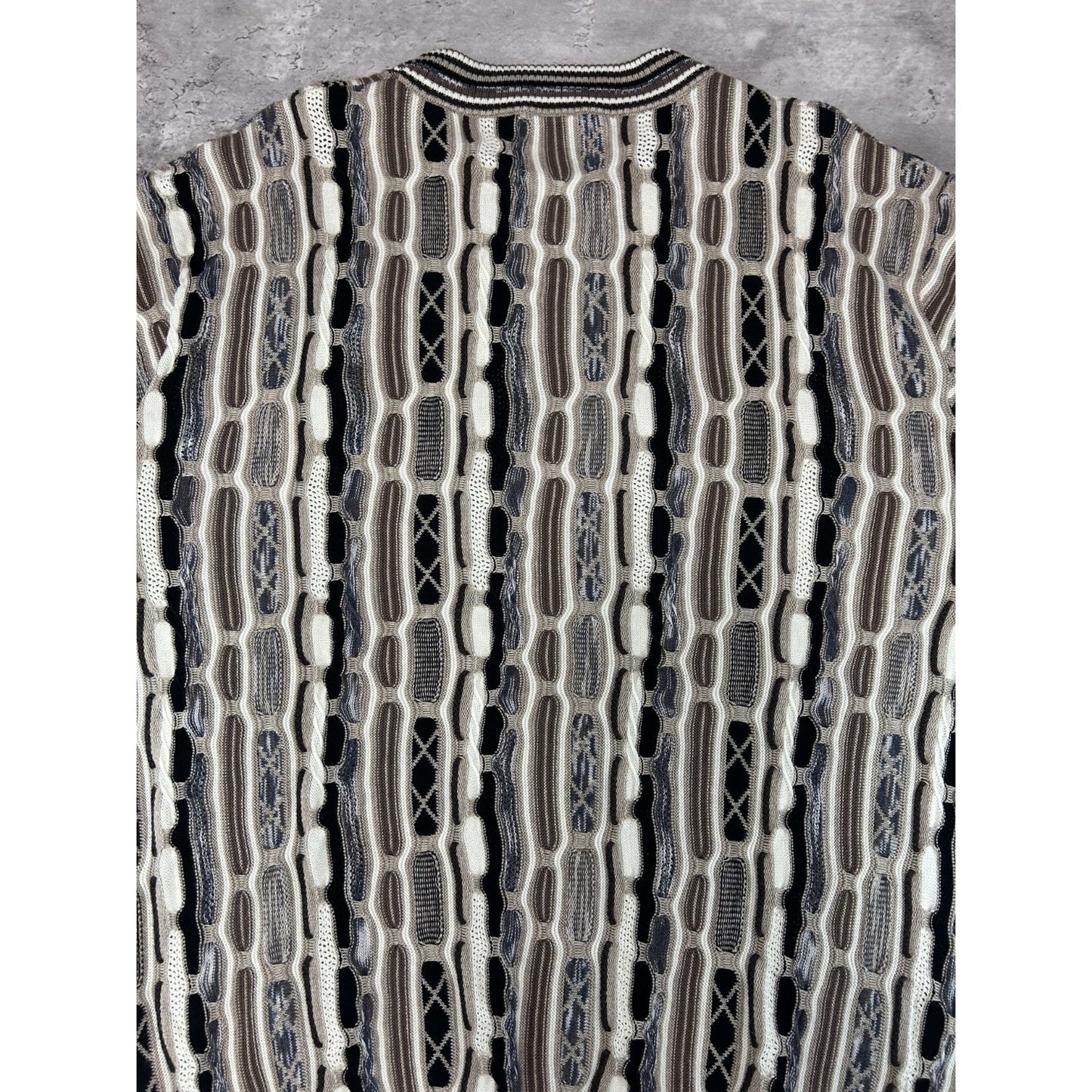 Vintage 90s Fx/Fusion Earth Tone Abstract 3D Pullover Ribbed Knit Sweater Size L