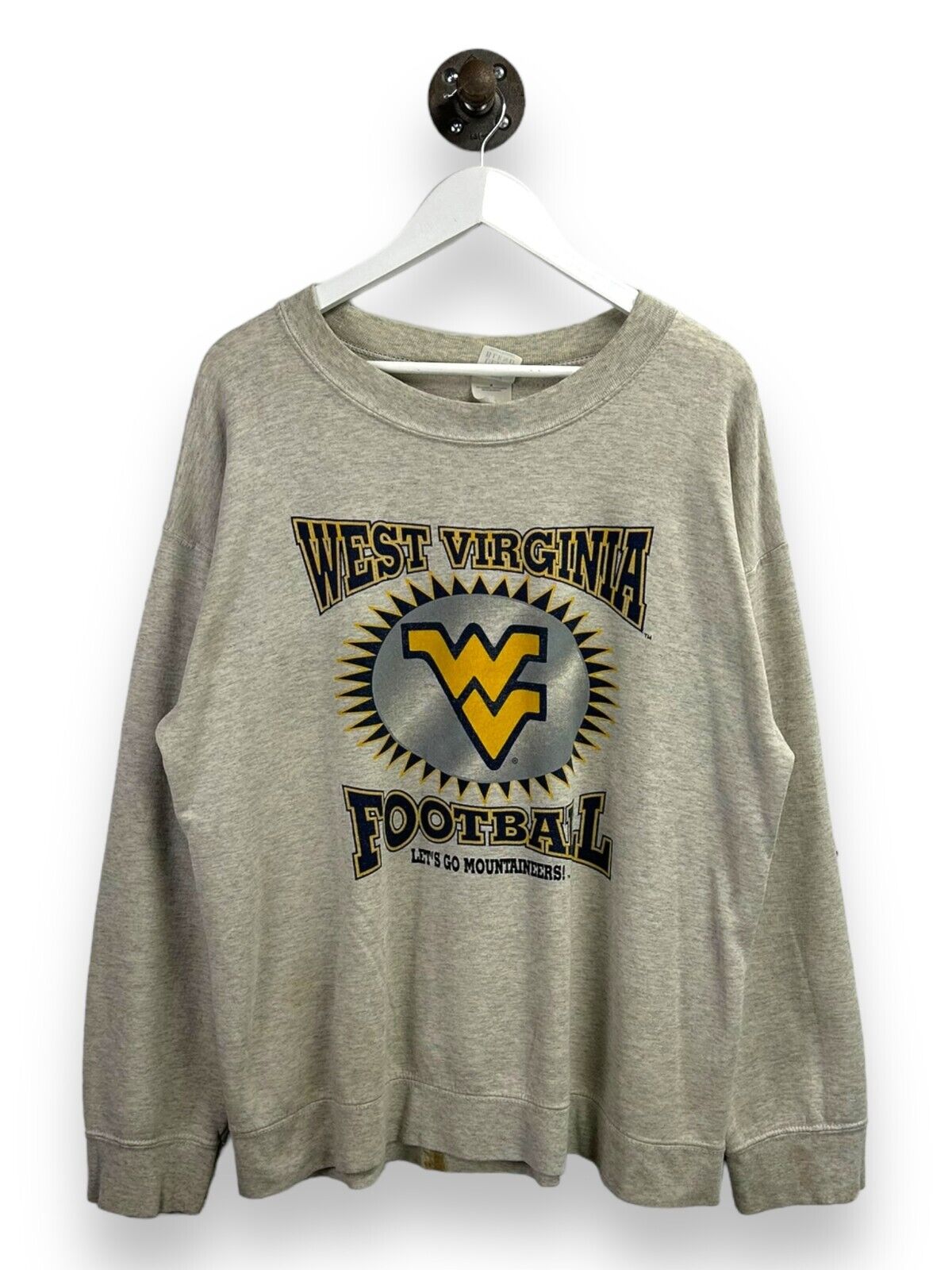 Vintage West Virginia Mountaineers NCAA Football Graphic Sweatshirt Size Large