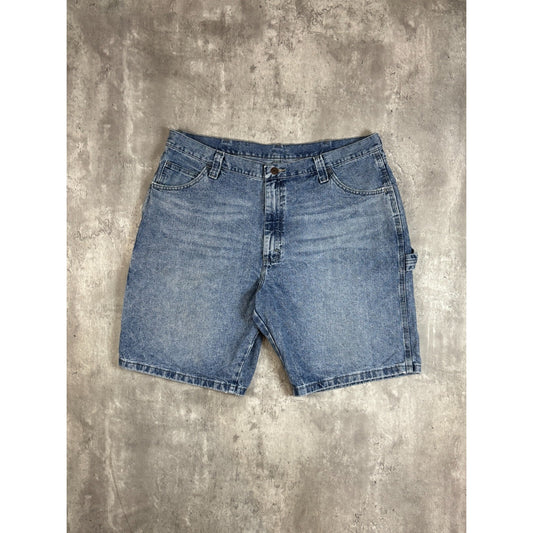 Vintage Wrangler Workwear Medium Wash Denim Carpenter Shorts Size 38 Blue