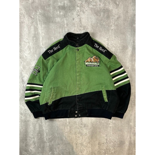 Vintage Marshall Herd NCAA Embroidered Logo Collegiate Bomber Jacket Size 3XL