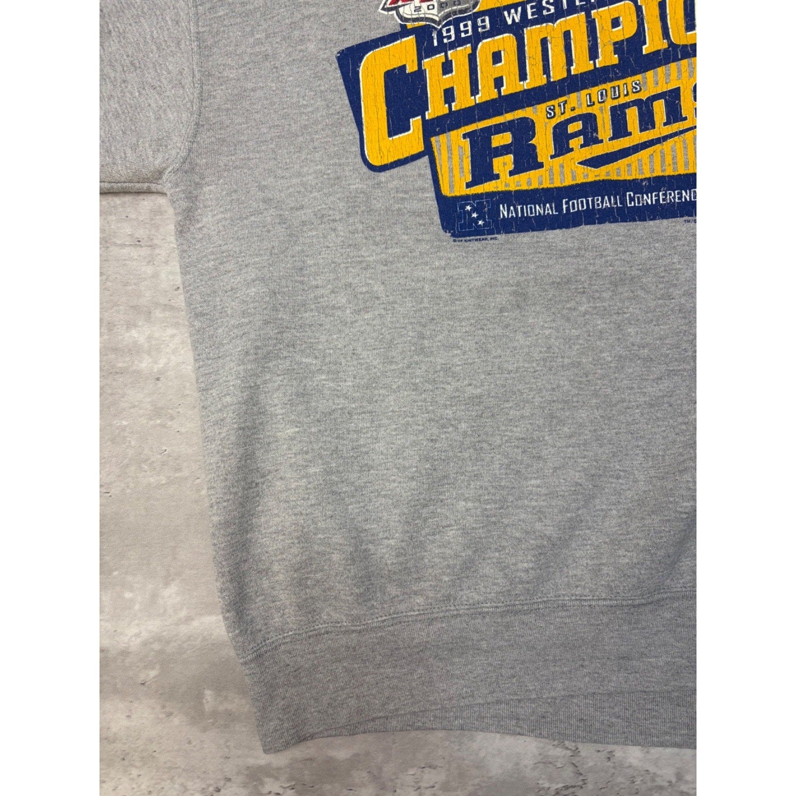 1999 St. Louis Rams NFL Western Division Champs Graphic Sweatshirt Size Large
