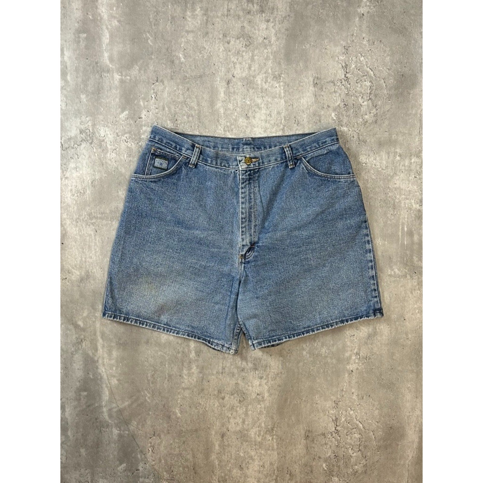 Vintage Wrangler For Women Medium Wash Denim Shorts Size 35 Blue