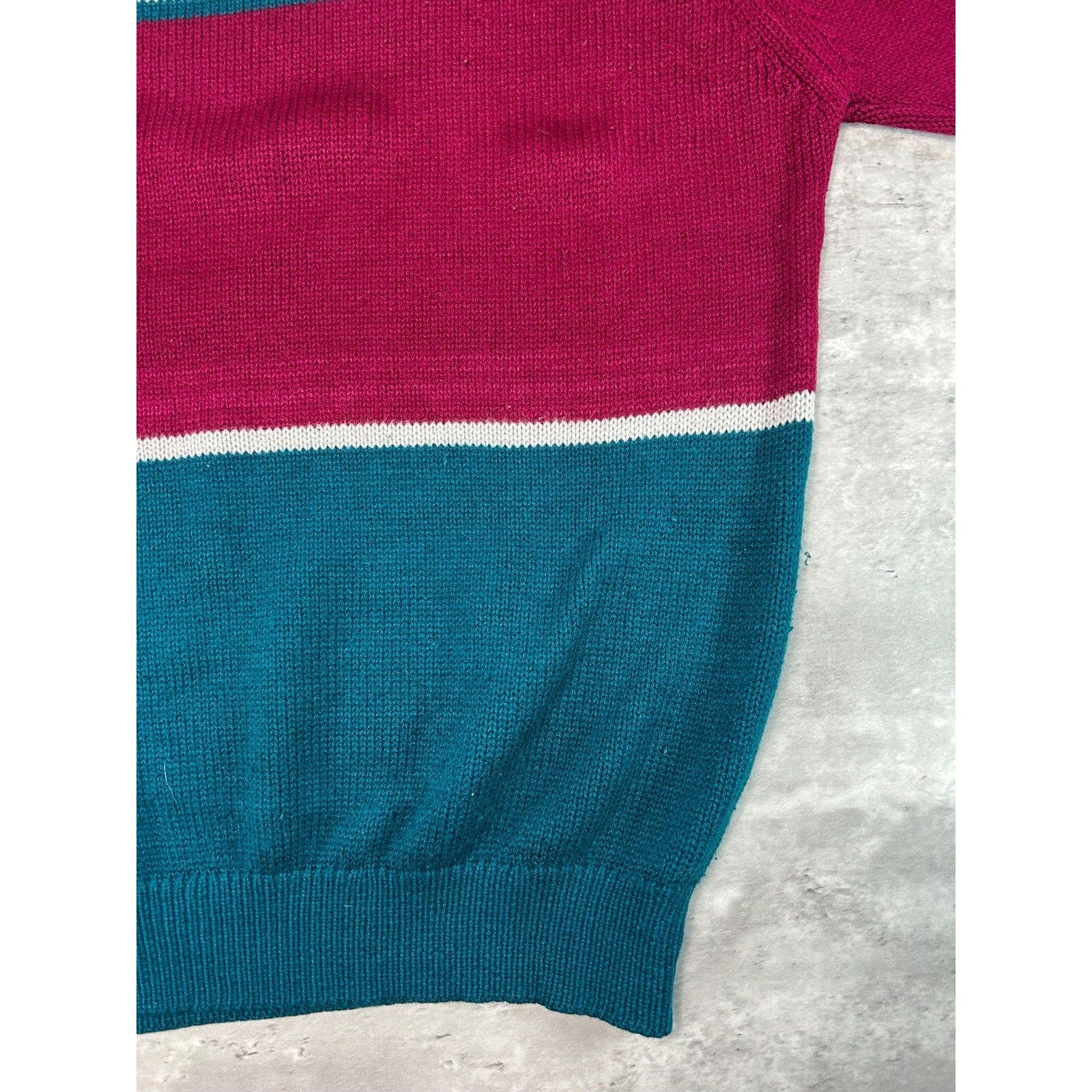 Vintage John R Marks Tri Colour Striped Pullover Knit Sweater Size XL