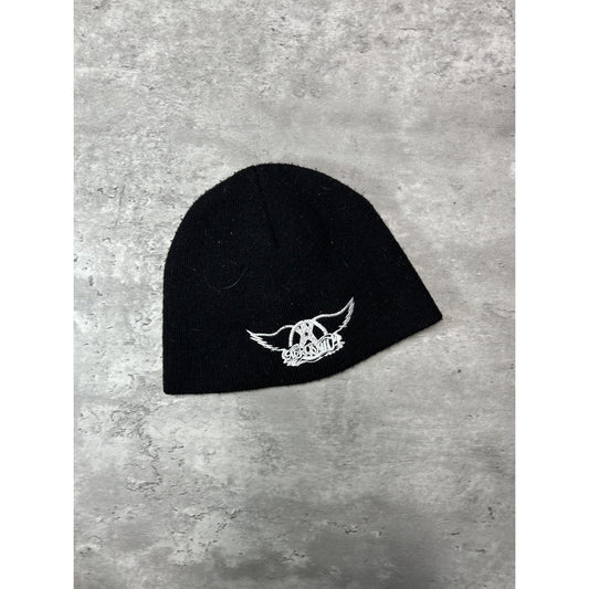 Vintage 90s Aerosmith Embroidered Logo Rock Music Beanie Hat OSFA