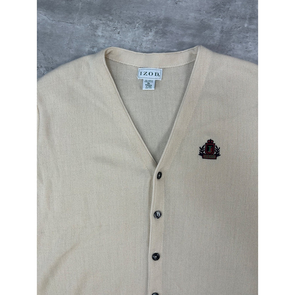 Vintage 80s/90s Izod Embroidered Crest Cardigan Knit Sweater Size XLT