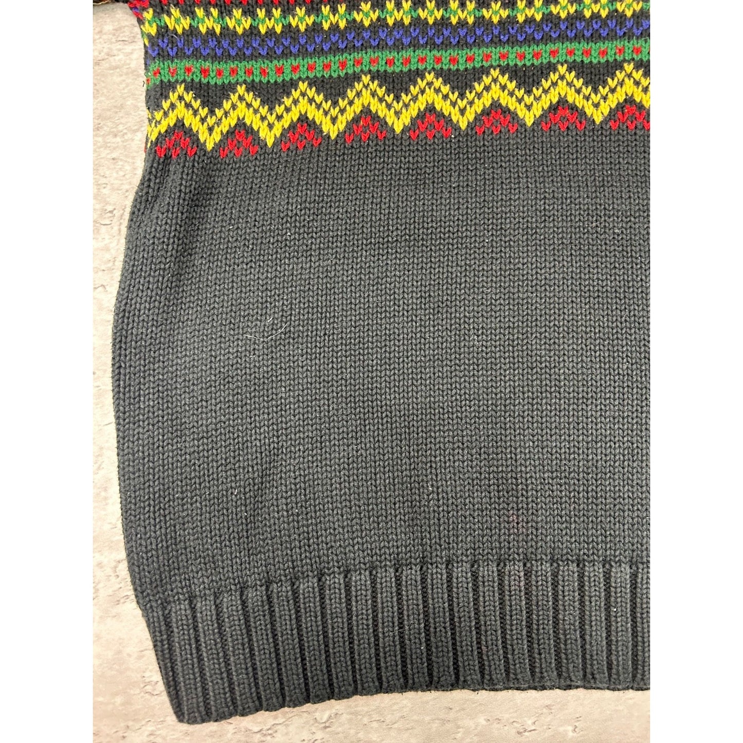 Vintage Polo Ralph Lauren 1/4 Zip Geometric Striped Knit Sweater Sz Large YOUTH