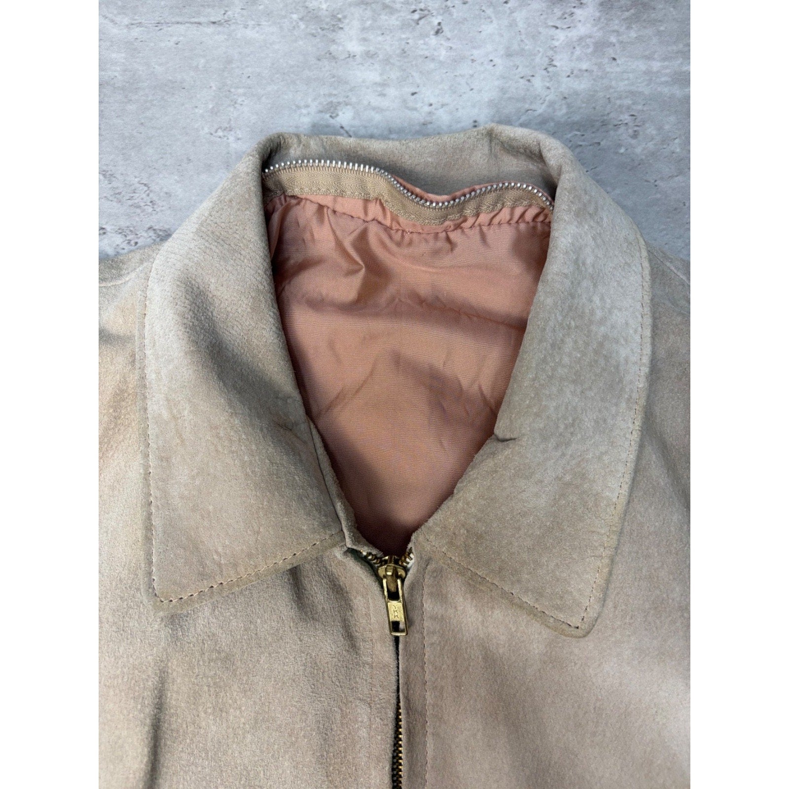 Vintage 90s Suede Earth Tone Full Zip Collared Bomber Jacket Size XL