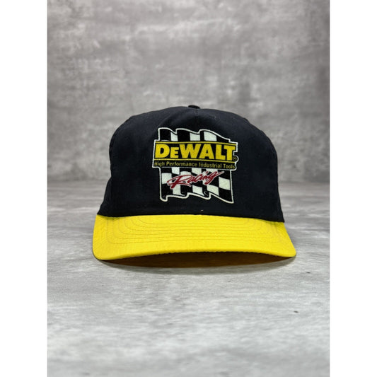 Vintage DeWalt Racing Team NASCAR Embroidered Flag Snapback Hat OSFA
