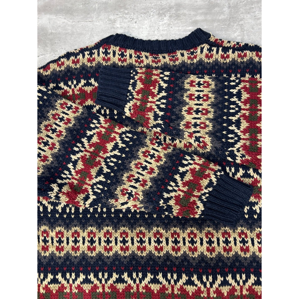 Vintage Eddie Bauer Abstract Striped Pullover Knit Sweater Size XL