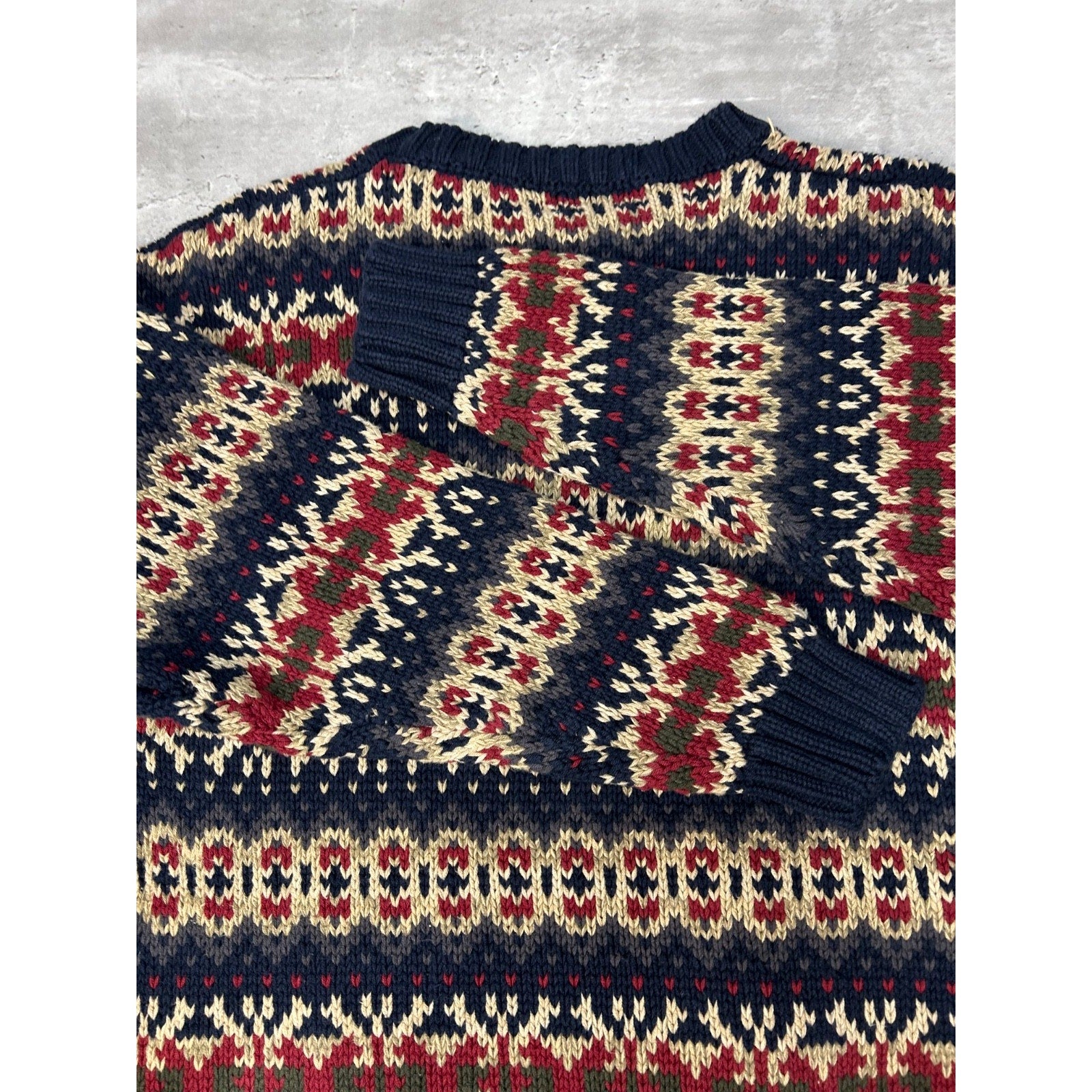 Vintage Eddie Bauer Abstract Striped Pullover Knit Sweater Size XL