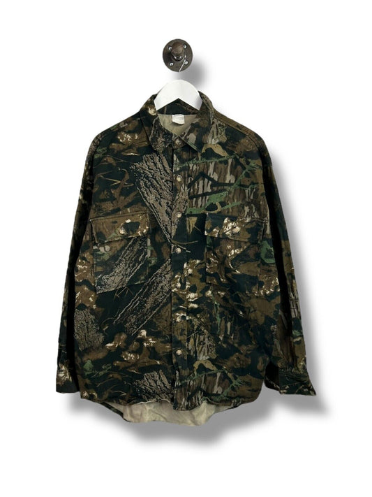 Vintage Mossy Oak Break Up Camo Double Pocket Hunting Button Up Shirt Size Large