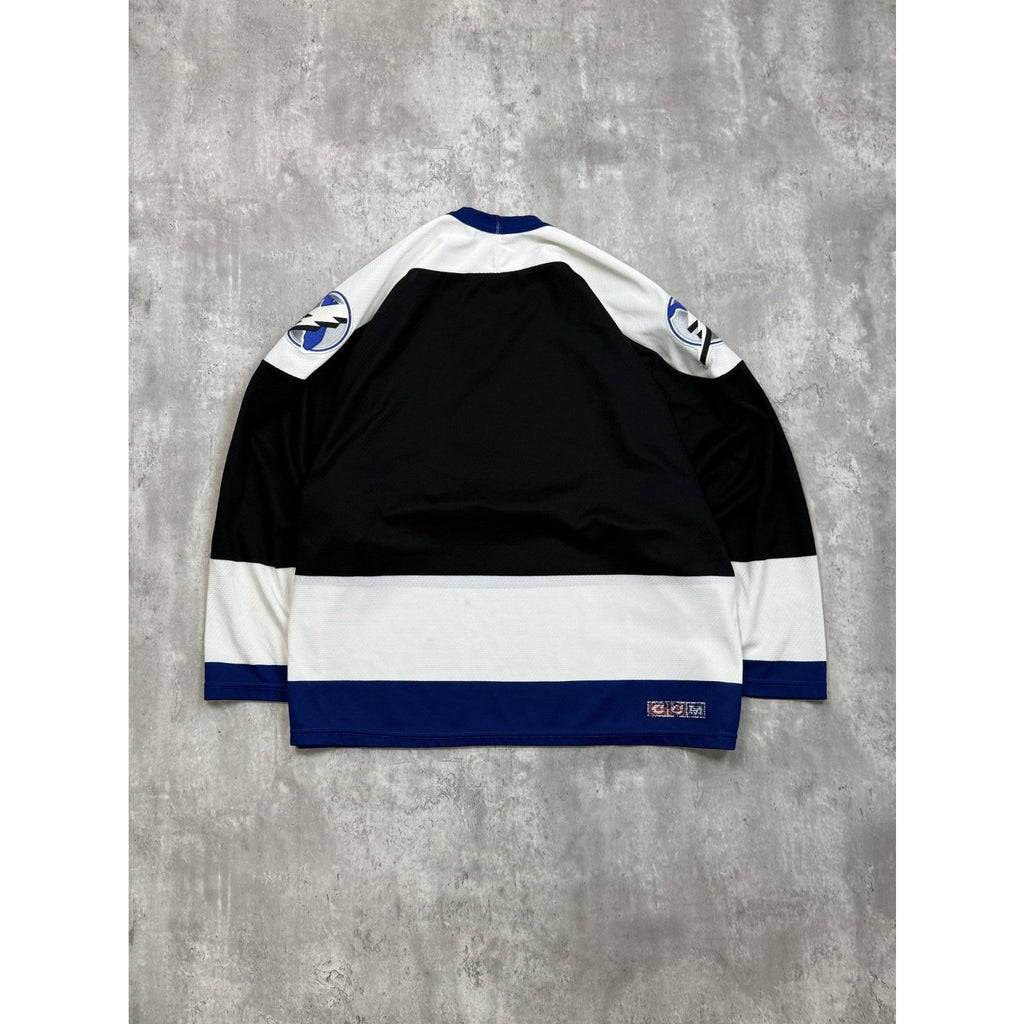 Vintage 90s Tampa Bay Lightning NHL Stitched CCM Maska Hockey Jersey Size XL