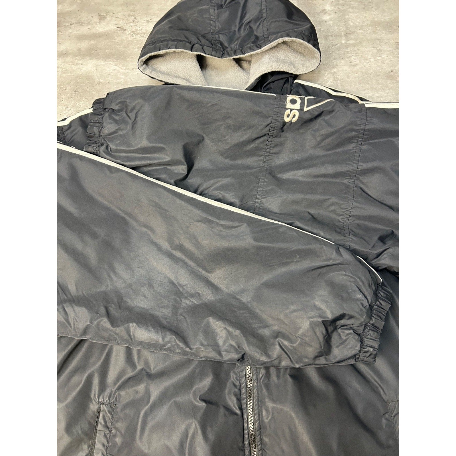 Vintage Adidas Embroidered Logo Nylon Full Zip Hooded Jacket Size Large