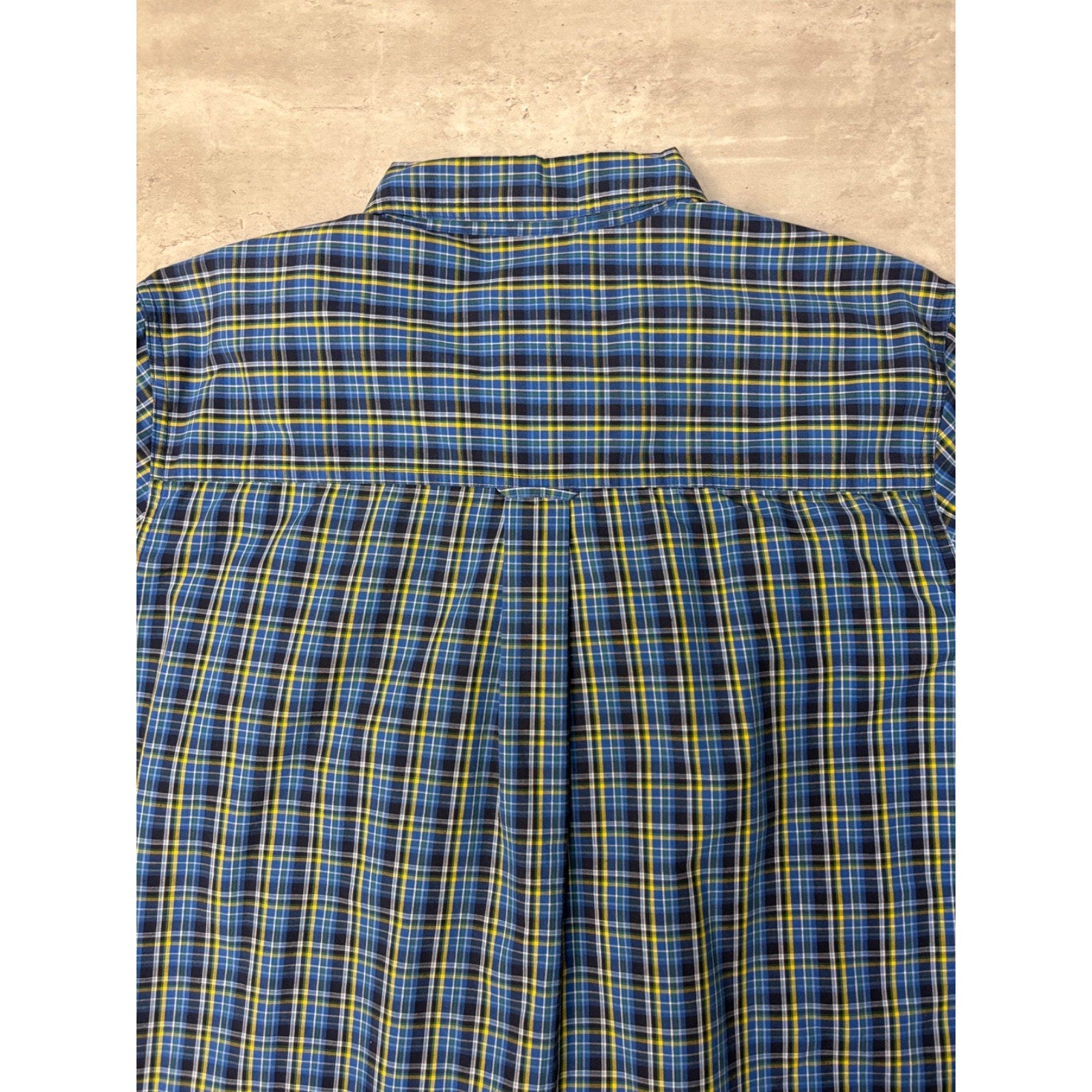 Vintage Chaps Embroidered Crest Plaid Cropped Button Up Shirt Size Large