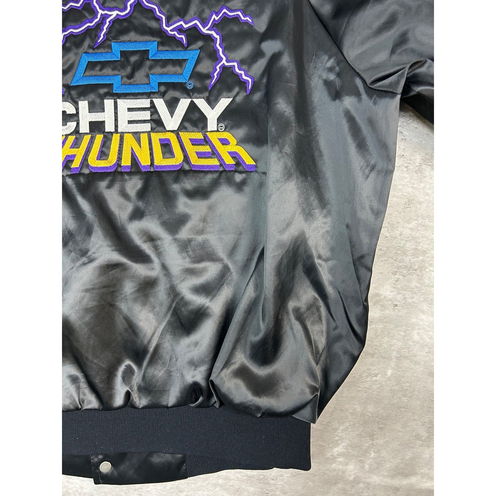 Vintage 80s/90s Chevrolet Thunder Embroidered Satin Bomber Jacket Size Medium