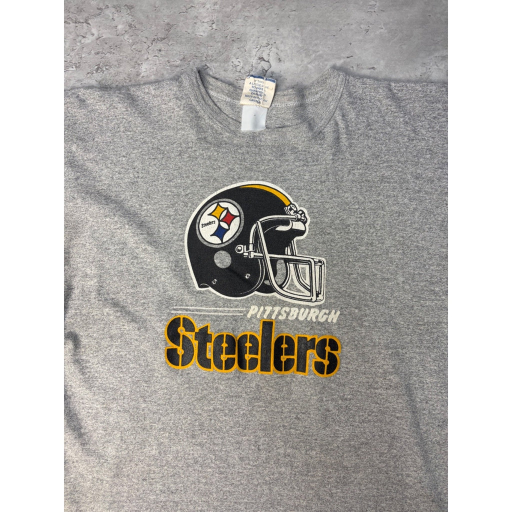Vintage 80s Pittsburgh Steelers NFL Helmet Graphic Football T-Shirt Size Large