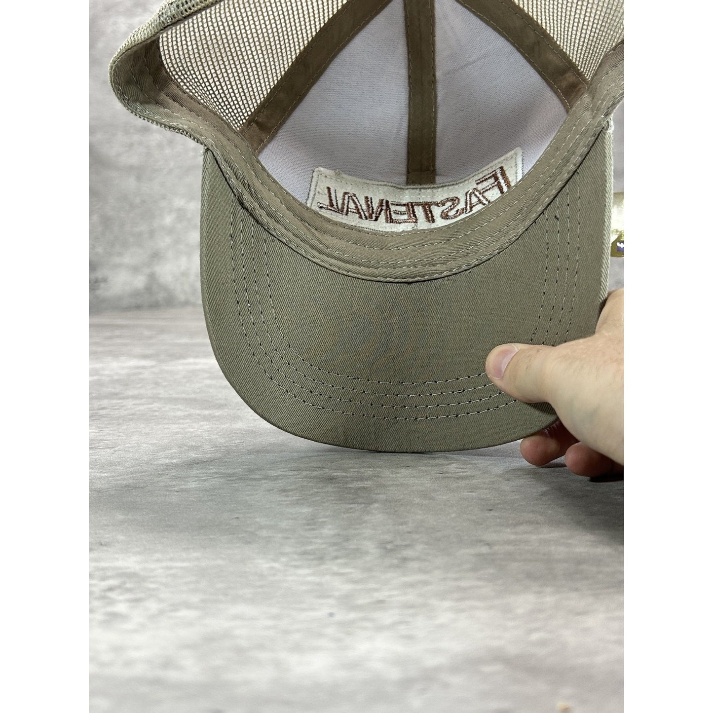 Vintage Fastenal Embroidered Spellout Tree Camo Trucker Snapback Hat OSFA