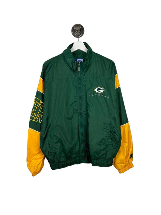 Vintage 90s Green Bay Packers NFL Arm Spell Out Full Zip Starter T-Shirt Medium