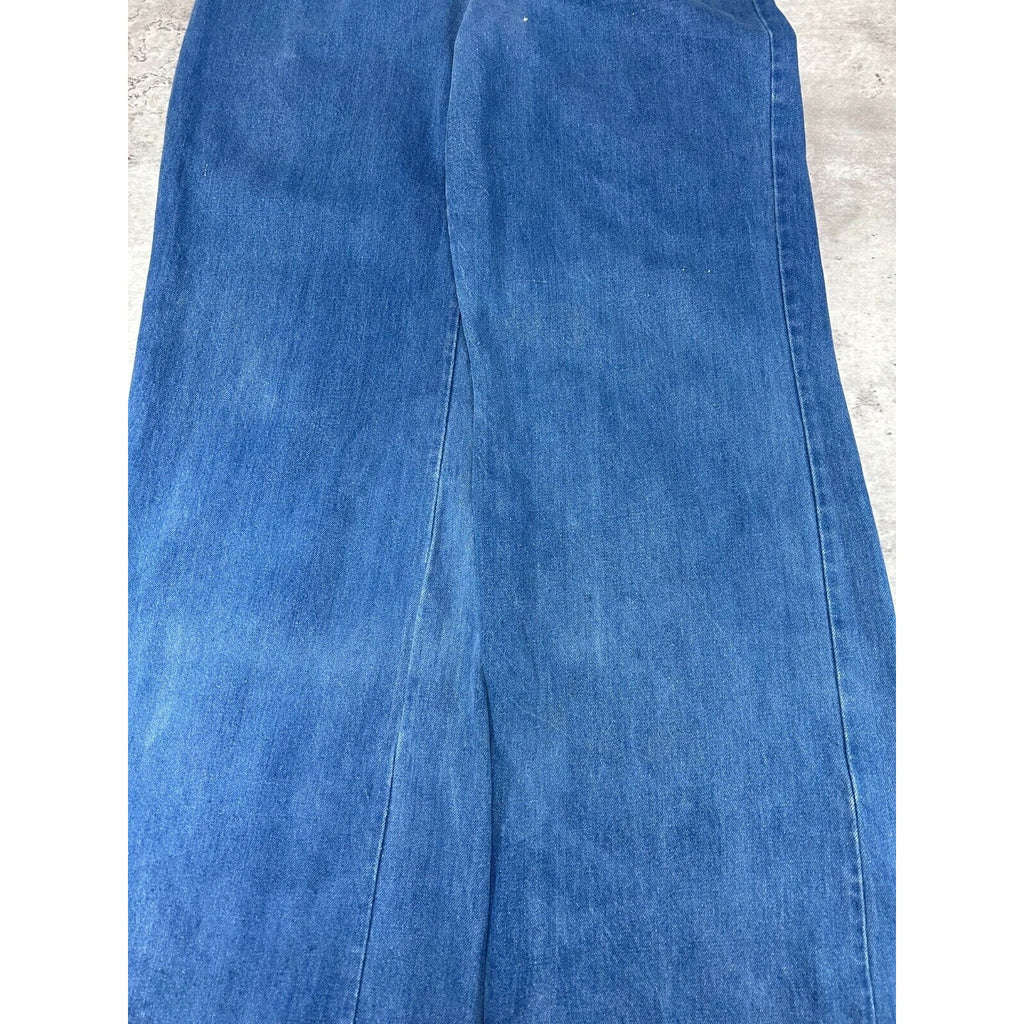 Vintage 70s/80s Medium Wash Multi Pocket Flared Denim Pants Size 29 Blue