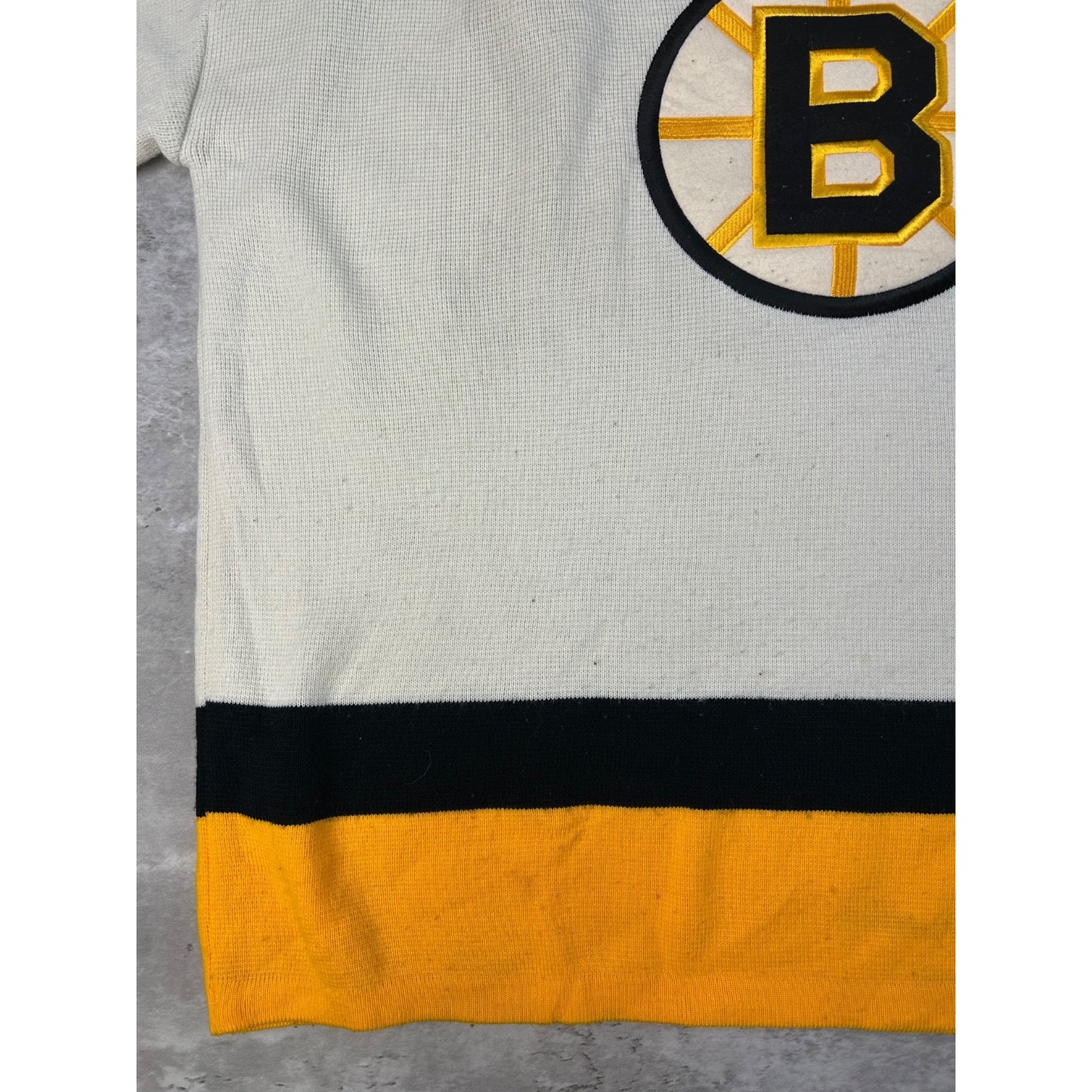 Vintage 90s Boston Bruins NHL Starter Jersey Style Knit Sweater Size Large
