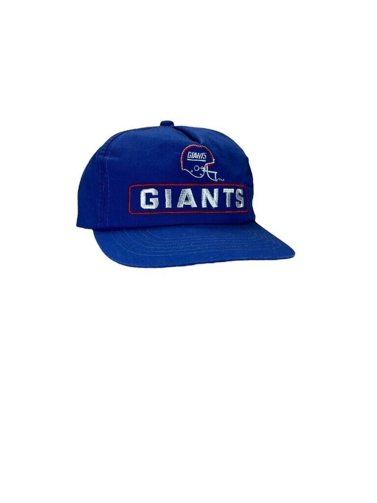 Vintage 90s New York Giants NFL Embroidered Spellout Snapback Hat OSFA Blue